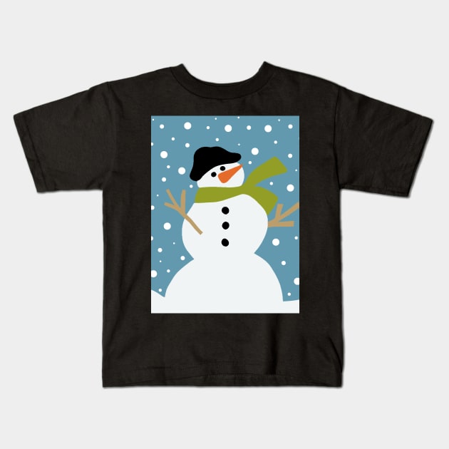 Cute snowman Kids T-Shirt by valentinahramov